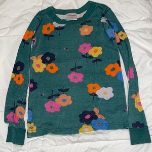 Hanna Andersson pajama top green flower print 8